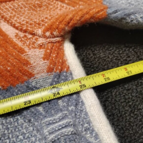 Handmade Chunky Knit Brunt Orange Gray Sweater Women's Size Large Extra Large - Picture 4 of 6
